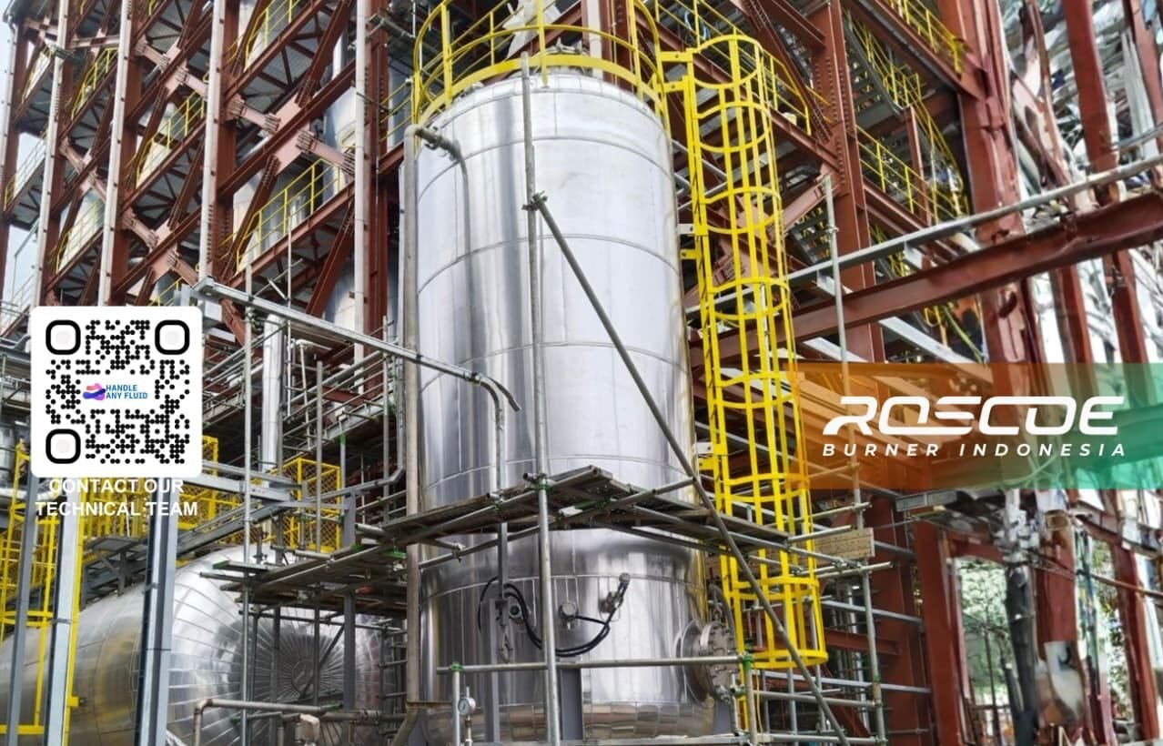 Engineering dan Fabrikasi Vertical Stainless Steel Storage Tank oleh PT Roscoe Burner Indonesia
